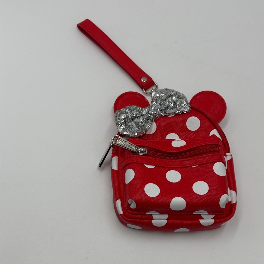 Loungefly Red Polka Dot Wristlet with Silver Bow